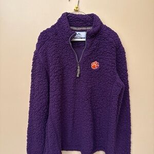 Purple Sherpa V-Neck Sweater